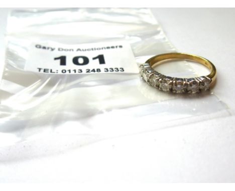 18K GOLD HALF ETERNITY 7 DIAMOND RING TOTAL W:3.35G SIZE: P