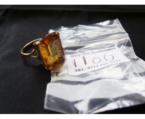 9K GOLD YELLOW STONE RING TOTAL W: 9.5G SIZE: P