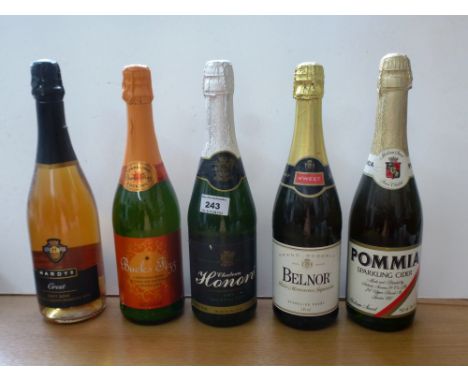 5 BOTTLES OF ASSORTED SPARKLING WINE AND CIDER INCLUDING HARDYS