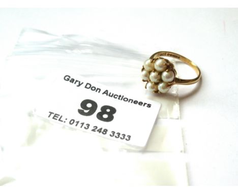 9K GOLD AND PEARLS RING TOTAL W: 2.7G SIZE K/L