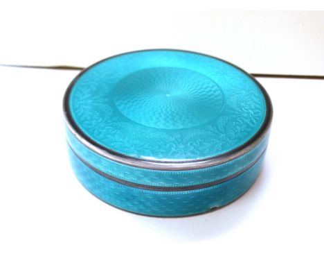 SILVER AND ENAMEL TRINKET POT H: 0.75" D:2.75"