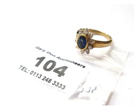 9K GOLD SAPPHIRE AND DIAMOND RING TOTAL W: 4.3G SIZE: N