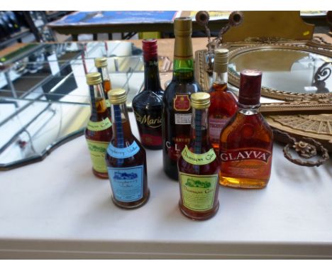 8 ASSORTED BOTTLES OF ALCOHOL - DAMSON GIN, RASPBERRY VODKA, GLAYVA, HARVEYS SHERRY, TIA MARIA AND PORTUGUESE ROSE