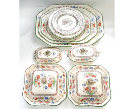 A COPELAND SPODE CHINESE ROSE PART DINNER SERVICE 