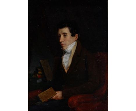 ENGLISH SCHOOL, MINIATURE PORTRAIT OF A GENTLEMAN, OIL ON BOARD, 15 X 11CM