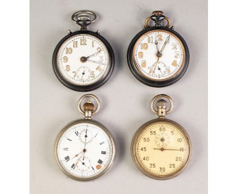 TWO JUNGHANS PRE-WAR OPEN FACED POCKET WATCHES each with keyless movement, white and luminous Arabic dial with subsidiary sec