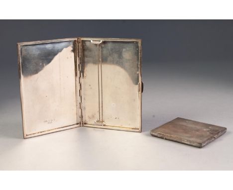 GEORGE VI ENGINE TURNED SILVER POCKET CIGARETTE CASE AND MATCHING LADIES COMPACT, the cigarette case, 5â€ x 3 Â½â€ (12.7cm x 