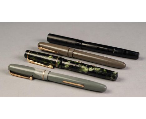 DICKINSON 'CROXLEY' FOUNTAIN PEN with marbled plastic case, with lever filling, in original box with guarantee No BX130794; a