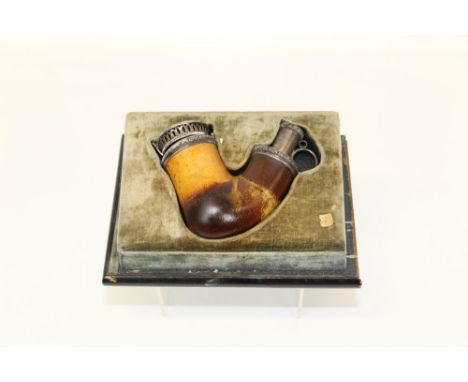 Victorian silver mounted meerschaum pipe head with finely engine-turned decoration and hinged cover (hallmarked for London 18