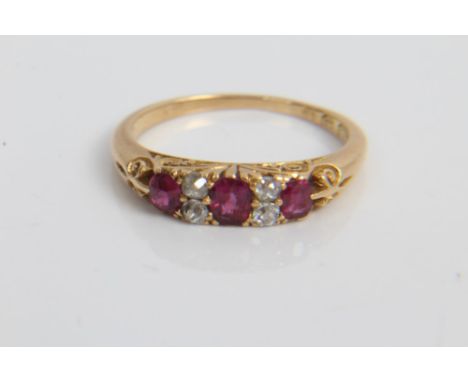 Victorian gold (18ct) ruby and diamond ring.  Size M CONDITION REPORT Total gross weight approximately 3.1 grams