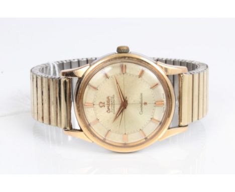 1960s gentlemen's Omega Automatic Chronometer Constellation wristwatch with centre seconds, baton numerals in gold plated cas