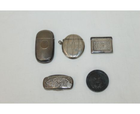 Unusual Georgian silver snuff box, maker's mark only - R.H.C., wriggle-work engraving and unusual steel mount to rear, togeth