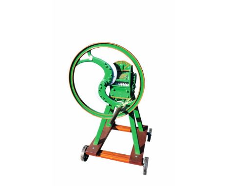 R. Hunt & Co. 'Simplex' chaff cutter - finely restored in green and red livery, mounted on a hardwood four-wheeled barrow If 
