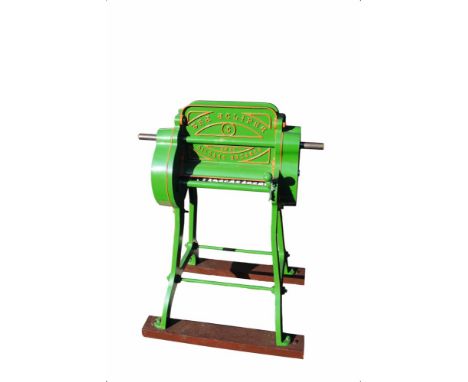 R. Hunt & Co. 'The Eclipse' oil cake breaker - finely restored in green and red livery, mounted on a hardwood four-wheeled ba