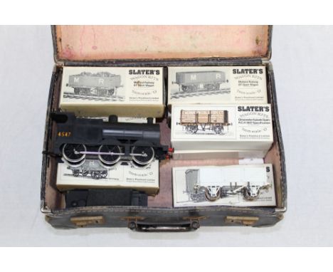 Railway - 0 gauge Lima Electric Locomotive and Tender 4547 LMS, Slaters wagon kits, boxed, plus one unboxed wagon