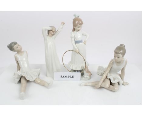 Four Lladro porcelain models - polar bear, rabbit, kitten and goose, various Nao and similar figures (11)