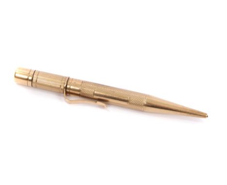 1920s gold (9ct) propelling pencil with engine-turned decoration (London 1923), Sampson Mordan