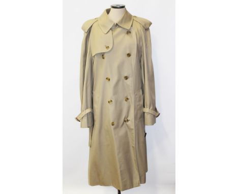 Gentlemen's vintage Burberry trench coat size 50 regular, plus two straw boaters, one other straw hat, fez and mortarboard (6