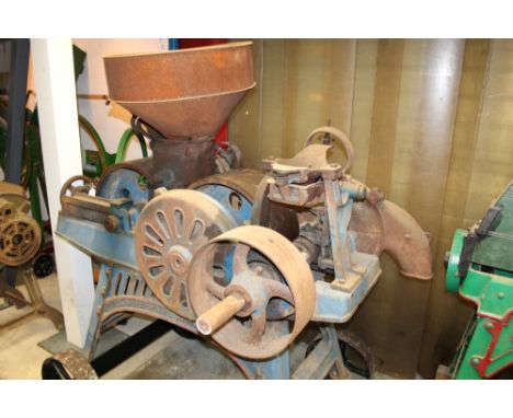 R. Hunt & Co. combined crushing and grinding mill no. 4, in original blue livery, mounted on four wheelsIf you are looking to