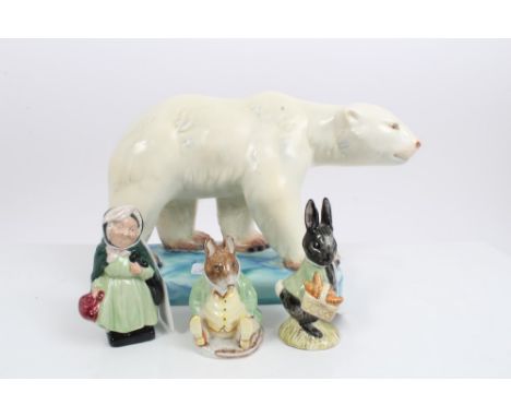 Beswick model of a polar bear, Royal Doulton figure - Sairey Gamp, Beswick Beatrix Potter figure - Samuel Whiskers and Royal 