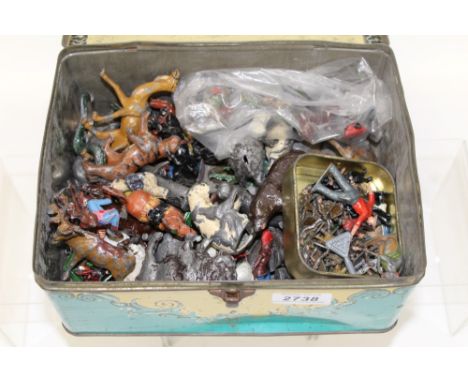 Selection of lead zoo animals, Co-Co Cub models and miniature scale lead figures - including military (qty)