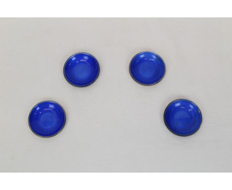 Two pairs of Norwegian silver and blue guilloche enamel dishes - undersides stamped - Norway Sterling, possibly by Andersen (