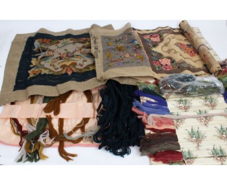 Vintage tapestry and knitted accessories - finished and part-finished tapestries, silks, wool thread, patterns and tools, plu