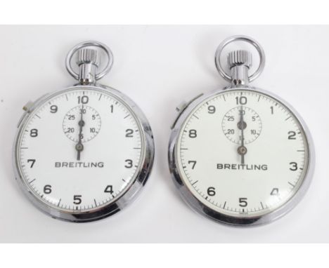 Two 1970s Breitling stopwatches in plated cases with Breitling labels - Ref. 37576 A/40 to reverses