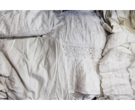 Selection of vintage white clothing, undergarments, nighties, petticoats, christening gown, etc (qty)