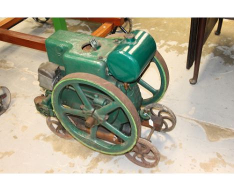 Ruston Hornsby Hopper cooled 3HP class PB petrol stationary engine no. 244169 - older restoration, on four-wheeled barrowIf y