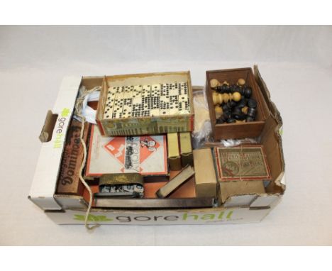 Selection of vintage games - including chess, bone dominoes, board games, etc (qty)