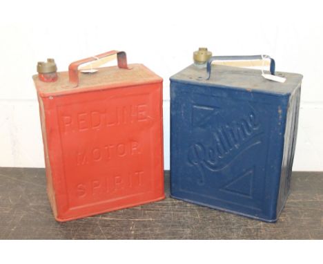 1920s Redline Motor Spirit petrol / fuel can, together with a 1930s Redline can (2)