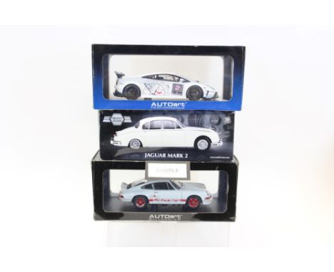 Diecast boxed selection of larger scale models, sports and performance cars - including Auto Art, Sun Star, Norev, etc (8)