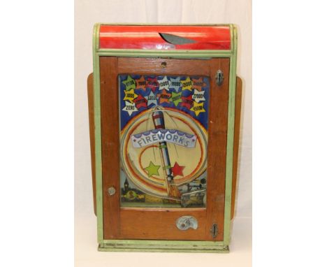 Rare early 20th century 'Fireworks' slot machine, by Stevenson & Lovett, 80cm high x 48cm wide