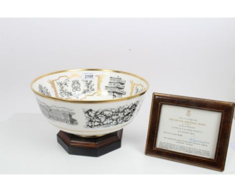 Royal Worcester limited edition 'The Silver Wedding Bowl' on plinth, no. 148 of 500, in original box with certificate