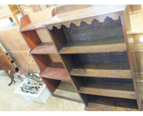 An Oak four shelf open bookcase and one other