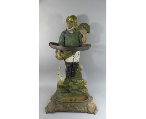 A 19th Century Cast Iron Stick Stand in the Form of a Fisherman. No 36, Regd No 58465. 68cms High
