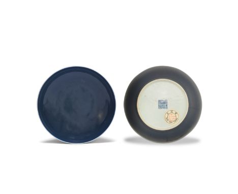 A BLUE GLAZED DISHDaoguang seal mark and of the periodThe gently rounded sides rising from a short foot, covered in an even b
