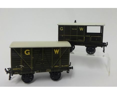 Two Bassett-Lowke gauge 0 1930's GWR vans, No.1372/0 GWR 20-ton goods brake van, these were all produced with the lithograph 
