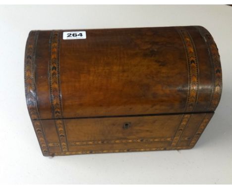 Victorian walnut and parquetry inlaid tea caddy, width 25cm.