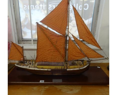 Model ship with plaque inscribed 'Sprit Sail, Barge Lady Daphney 1923', scale 1:48, length 84cm.