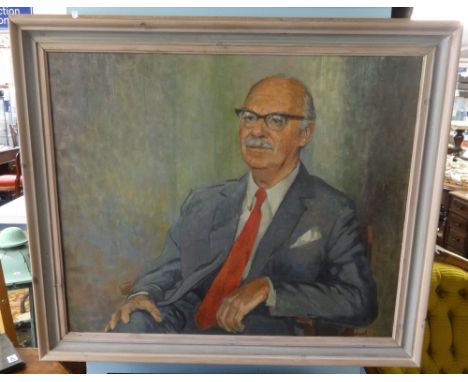 A 1970's portrait of an 'Elderly Gentleman' indistinctly signed, oil on canvas, 61cm x 78cm, together with a 20th Century lan