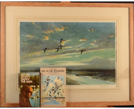 PETER SCOTTWidgen Flying Low Signed print Together with two Peter Scott books