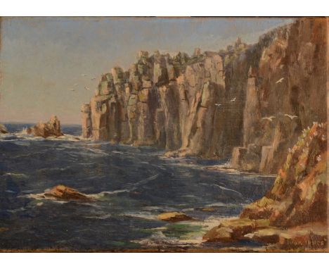 IVOR INNCE Cliffs Oil on canvas Together with an oil on canvas portrait