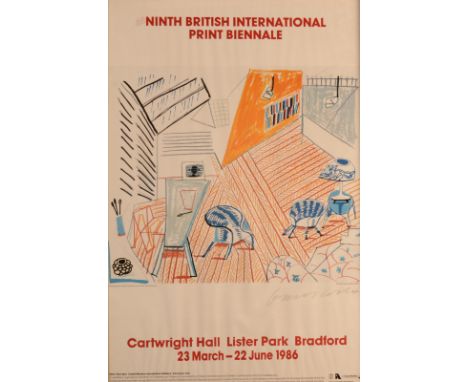 DAVID HOCKNEY Pembroke Studio with Blue Chairs and Lamp 1984Signed poster for the Ninth British International Print Biennale7
