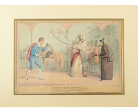 JOHN DOYLE Scene From Cinderella Hand-coloured lithograph Together with two other prints etc