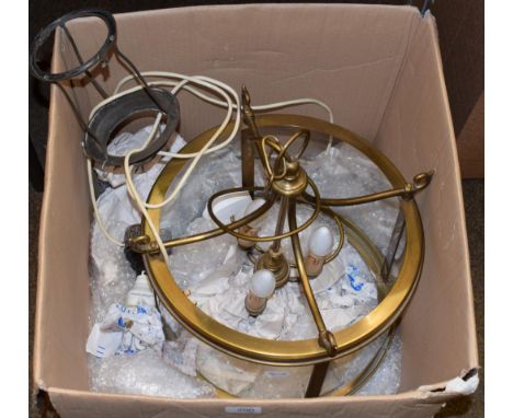 A gilt metal and glass lantern form ceiling light