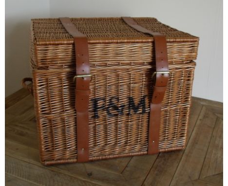 Large wicker picnic hamper with leather straps 'Fortnum & Mason'