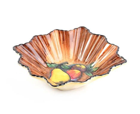 H & K TUNSTALL BOWL WITH LUSCIOUS PATTERN, NO. 611.  HEIGHT: 2 INCHES, DIAMETER 6 INCHES.  SIGNED. NO OBVIOUS DEFECTS.