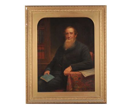 GILT FRAMED OIL PORTRAIT ON CANVAS. GENT. BELFAST BANKING COMPANY. 43 X 33 INCHES. UNSIGNEDSOME GILDING MISSING TO FRAME